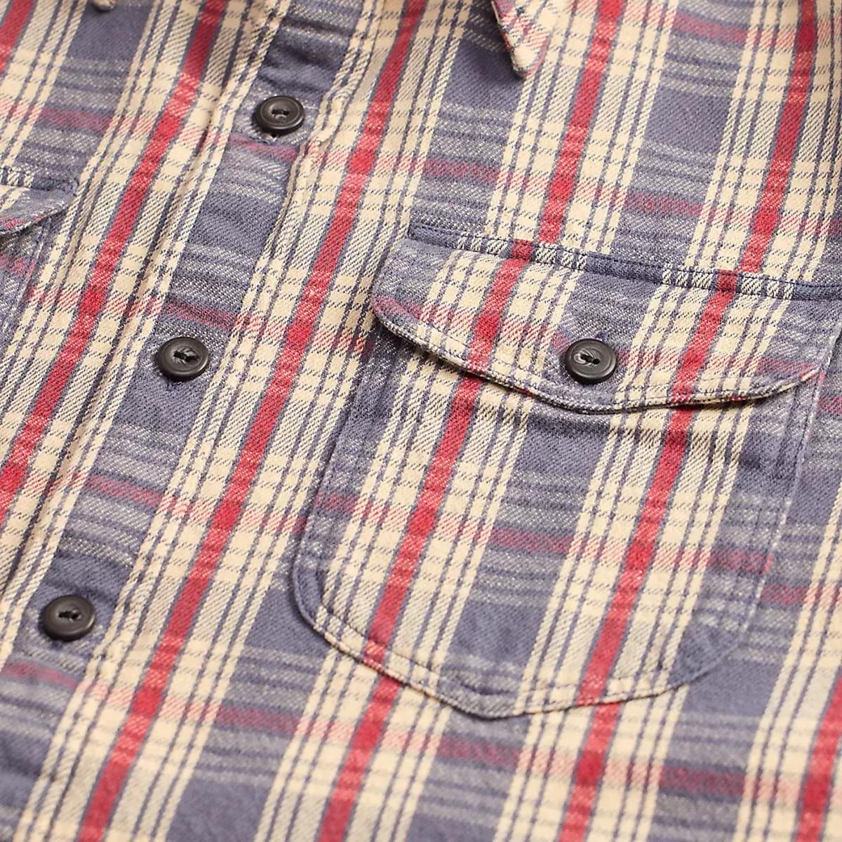 Plaid Twill Workshirt Blue Cream Red - Shirt