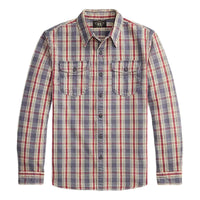 Plaid Twill Workshirt Blue Cream Red - Shirt