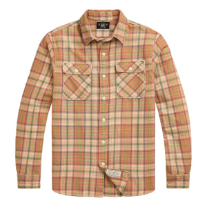 Plaid Twill Workshirt Orange Multi - Shirt