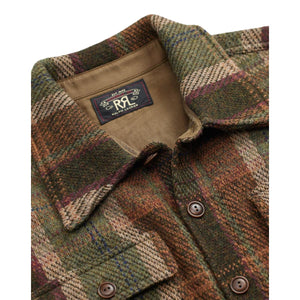 Plaid Wool-Cashmere Workshirt Sweater Olive Multi