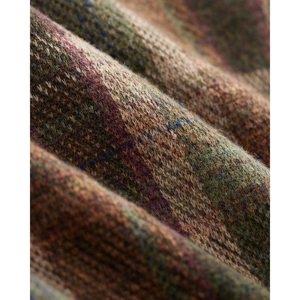 Plaid Wool-Cashmere Workshirt Sweater Olive Multi