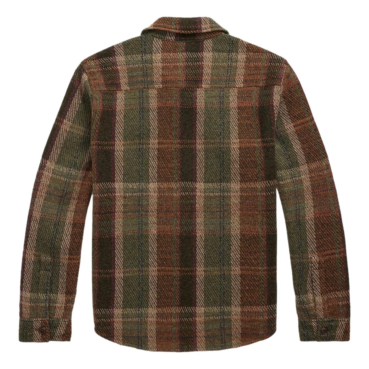 Plaid Wool-Cashmere Workshirt Sweater Olive Multi