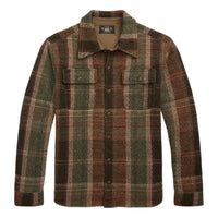 Plaid Wool-Cashmere Workshirt Sweater Olive Multi