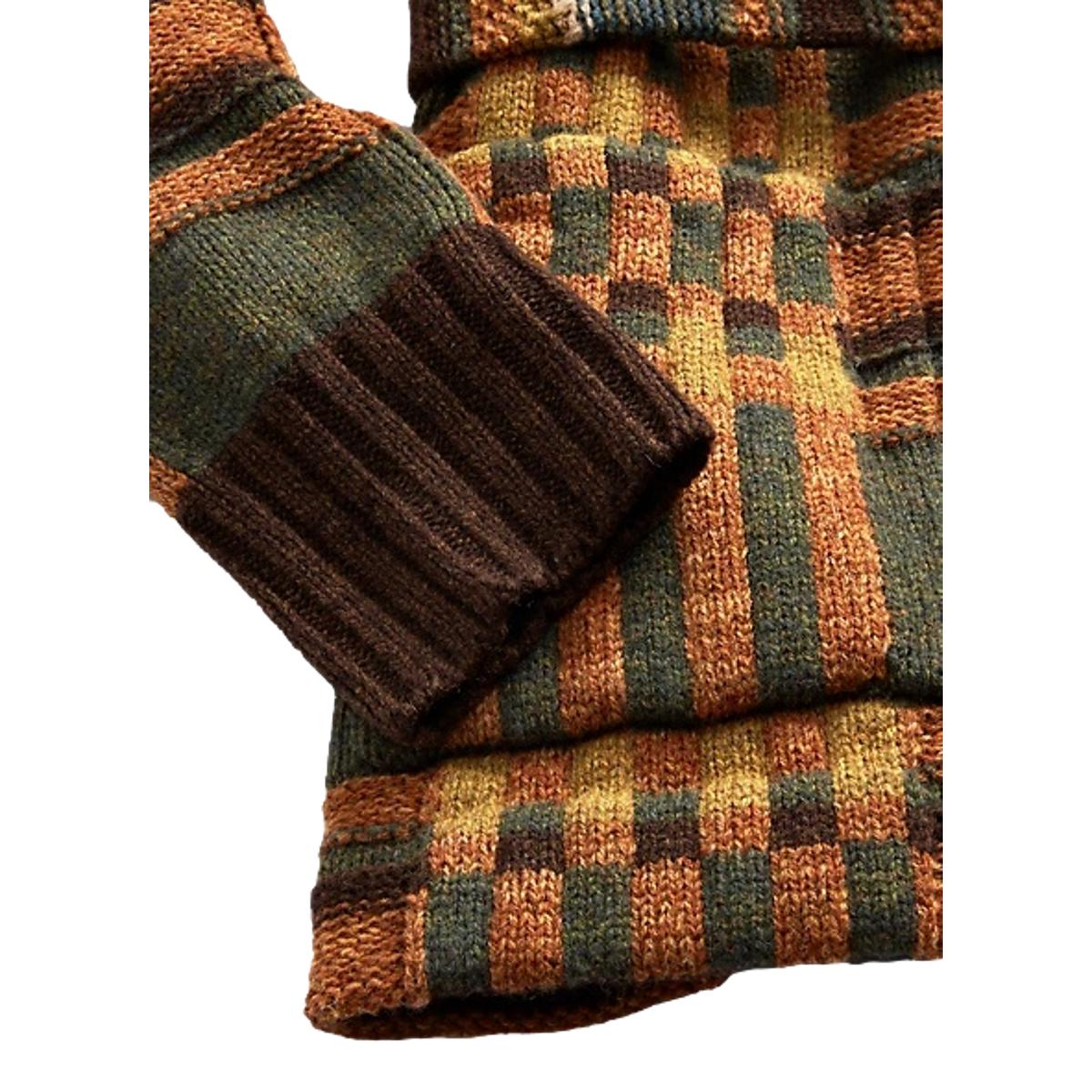 Plaid Wool Ranch Cardigan Green Brown Multi - Sweater