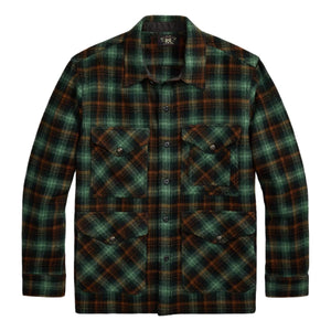 Plaid Wool Twill Overshirt Green Multi - Overshirt