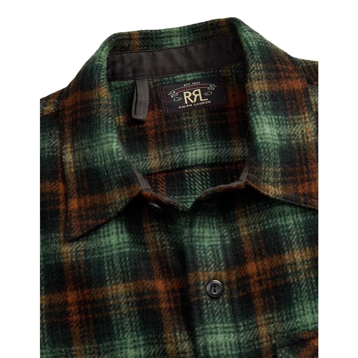 Plaid Wool Twill Overshirt Green Multi - Overshirt