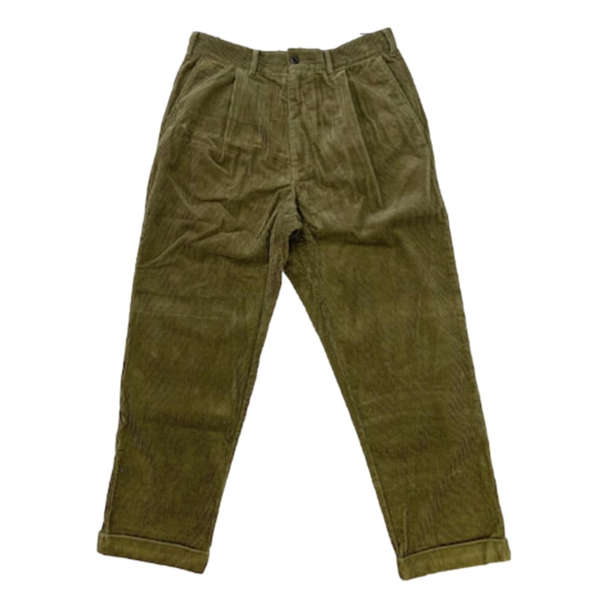 Pleated Pant Rugged Corduroy Dark Olive - Pants