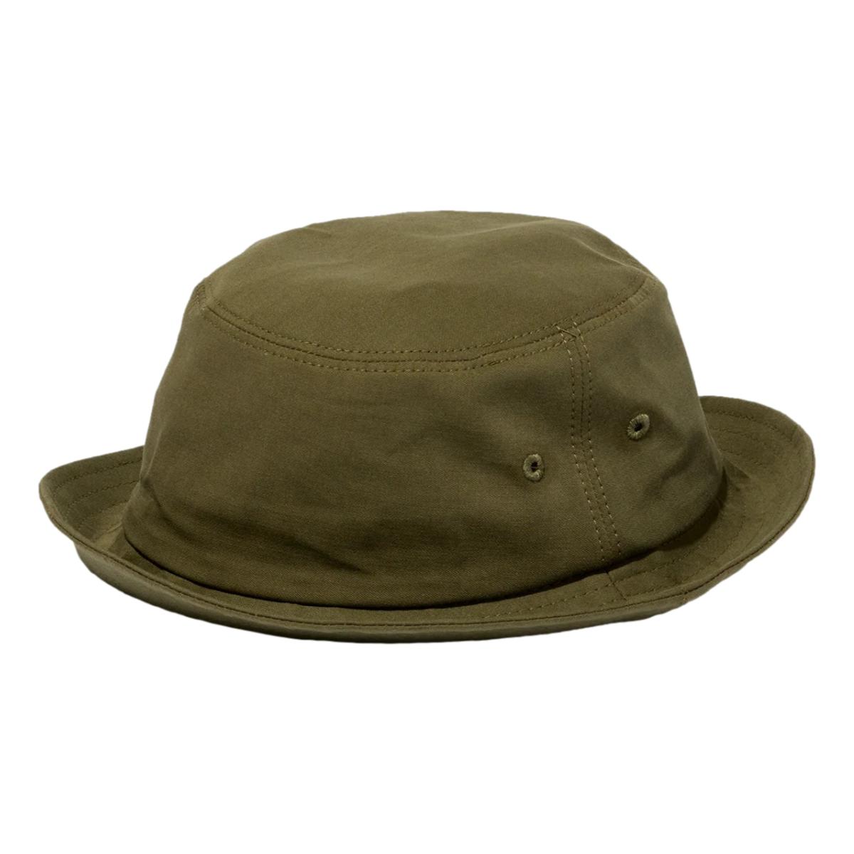 Porkpie Hat Olive Cotton Sanded Cloth - Hats