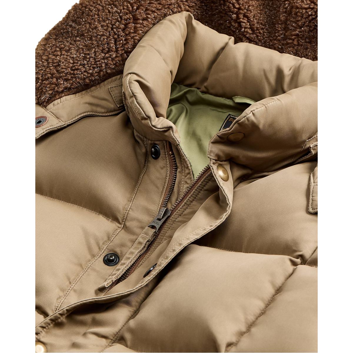 Quilted Hooded Jacket Vintage Khaki - Jacket