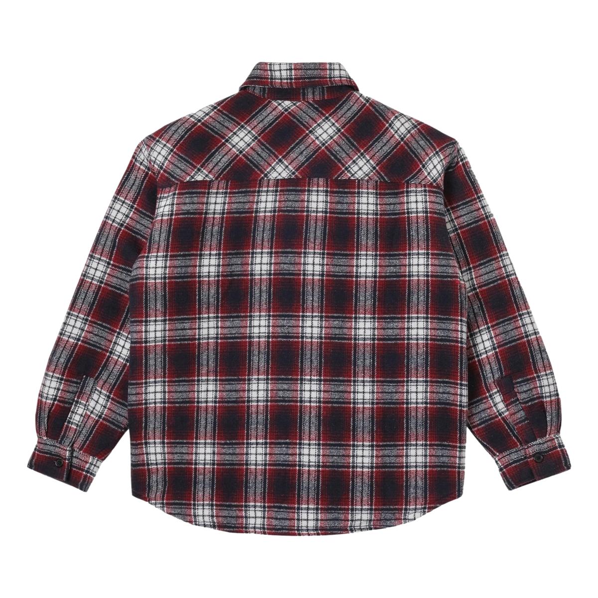 Quilted Plaid Overshirt Red - outerwear