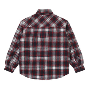 Quilted Plaid Overshirt Red - outerwear