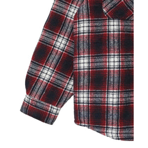 Quilted Plaid Overshirt Red - outerwear