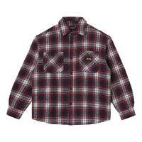 Quilted Plaid Overshirt Red - outerwear