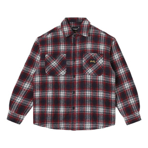 Quilted Plaid Overshirt Red - outerwear