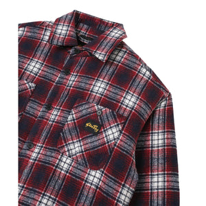 Quilted Plaid Overshirt Red - outerwear
