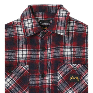 Quilted Plaid Overshirt Red - outerwear