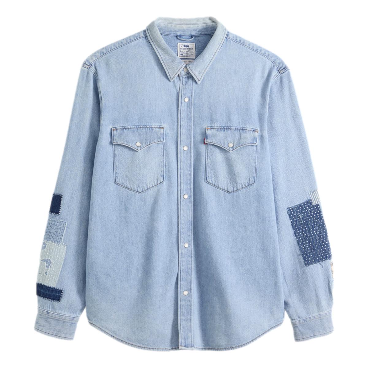 Relaxed Fit Western Sashiko Repaired Shirt - Shirt