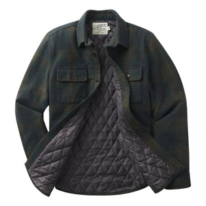 Retro Wool Padded Shirt Jacket Olive Plaid - Shirt Jacket