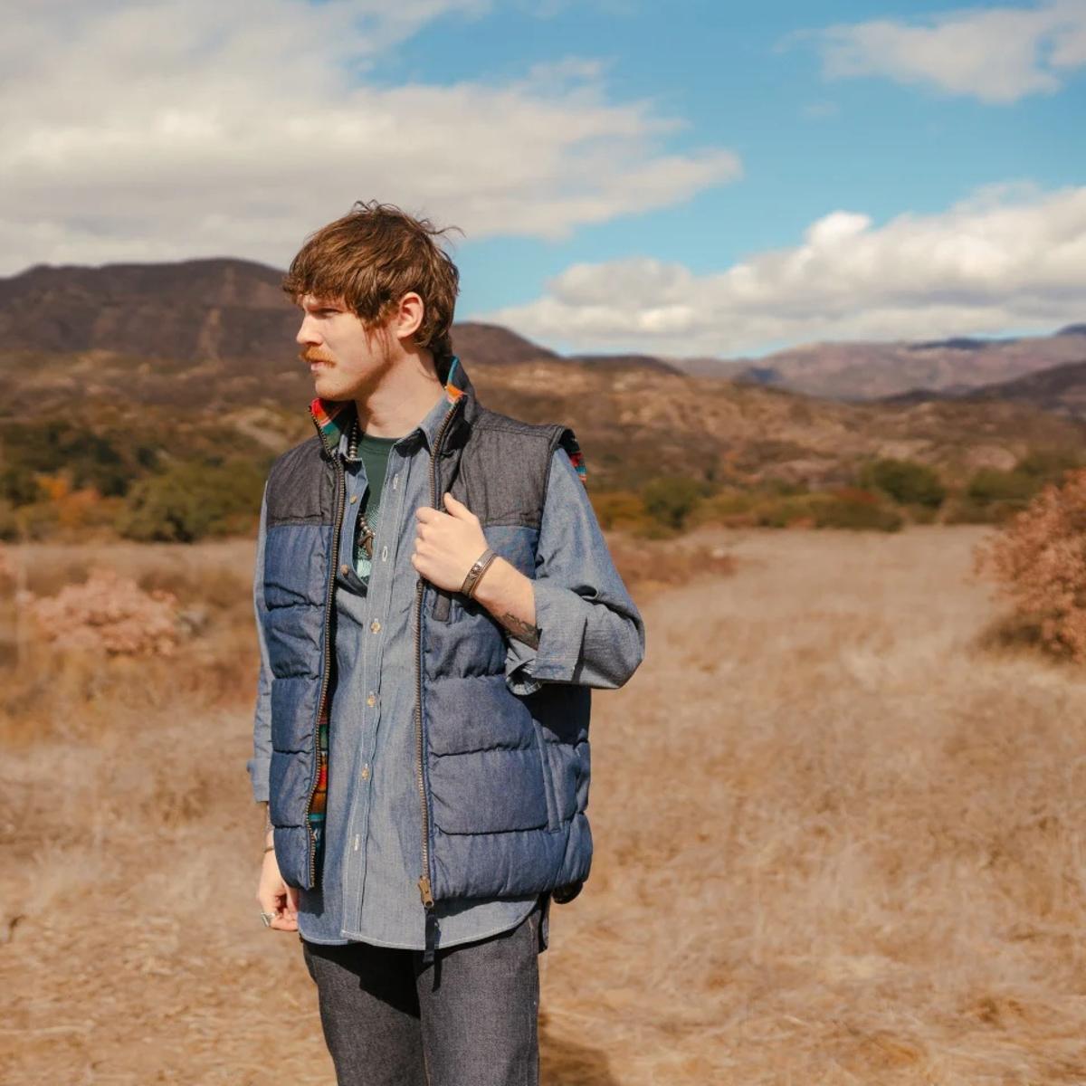 Reversible Thunderbird Denim Fleece Vest - Vest