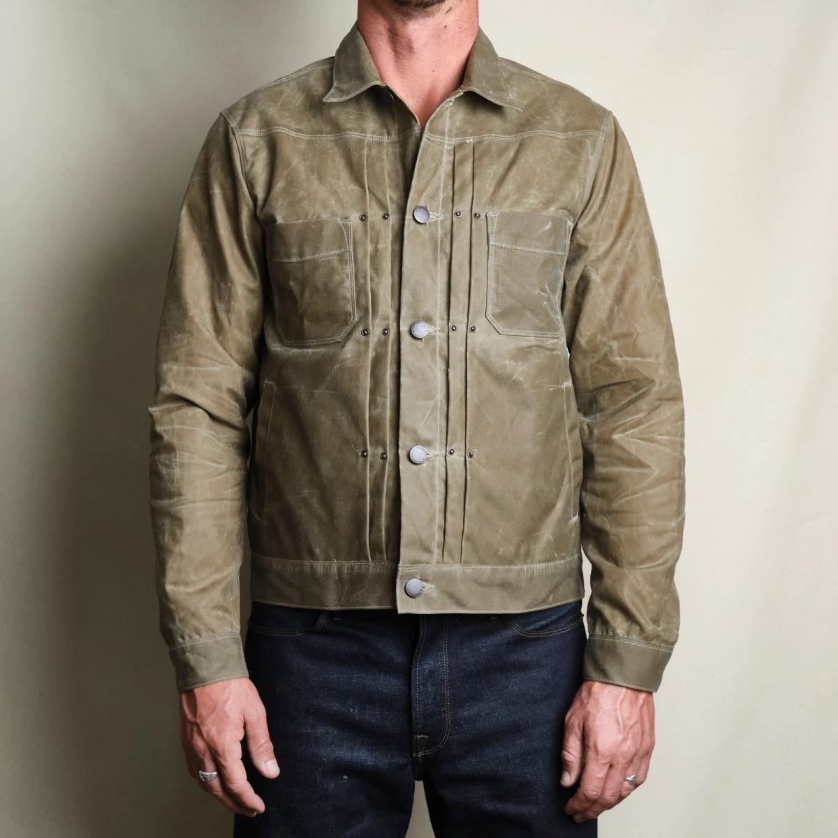 Riders Jacket Waxed Canvas Tobacco Red Interior - Jacket