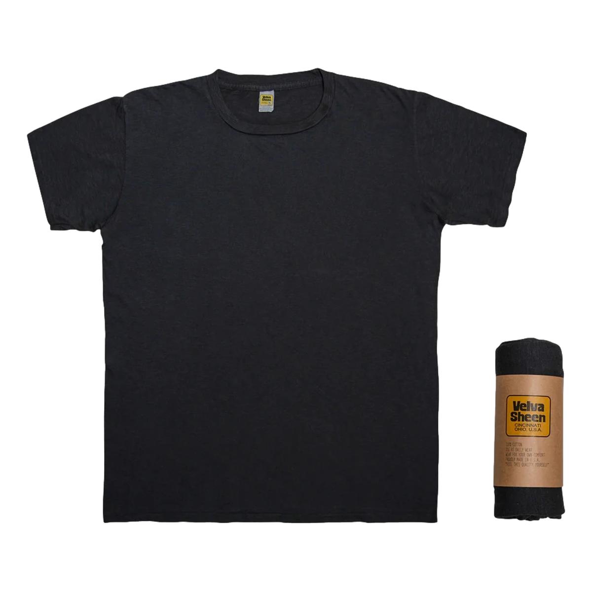 Rolled Short Sleeve Crew neck Tee Black - T-shirt