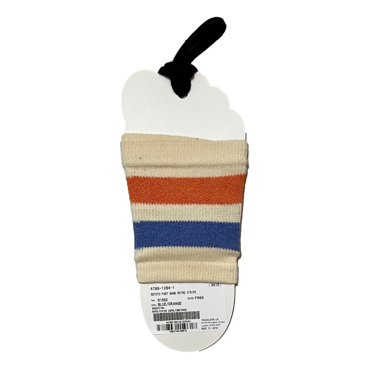 Rototo Foot Band Retro Stripe Blue Orange - Socks