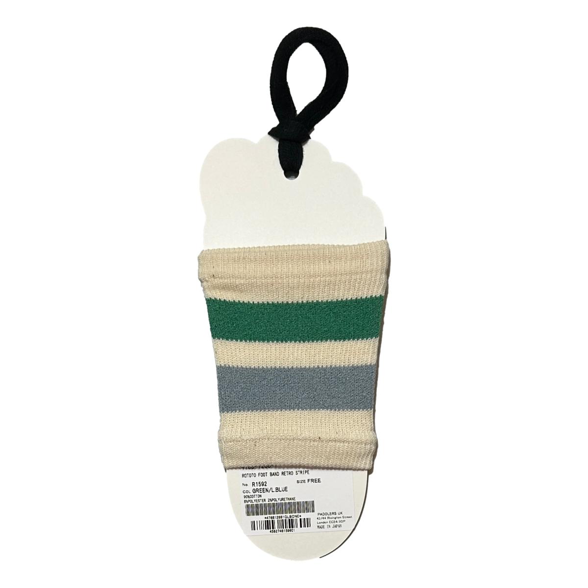 Rototo Foot Band Retro Stripe Green L. Blue - Socks