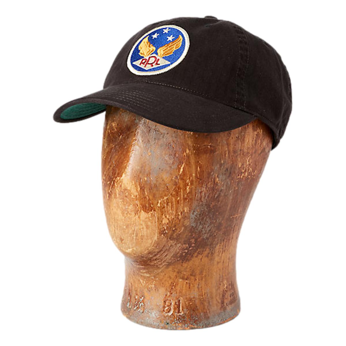 Winged-Logo Twill Ball Cap Black - Hat