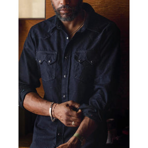 Sawtooth Pearl Snap Reverse Black Indigo Nep - Shirt