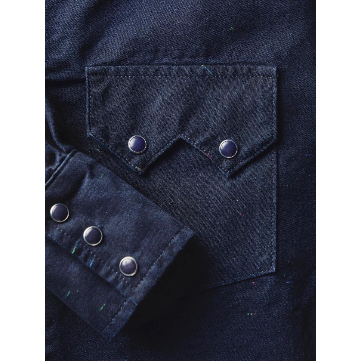 Sawtooth Pearl Snap Reverse Black Indigo Nep - Shirt