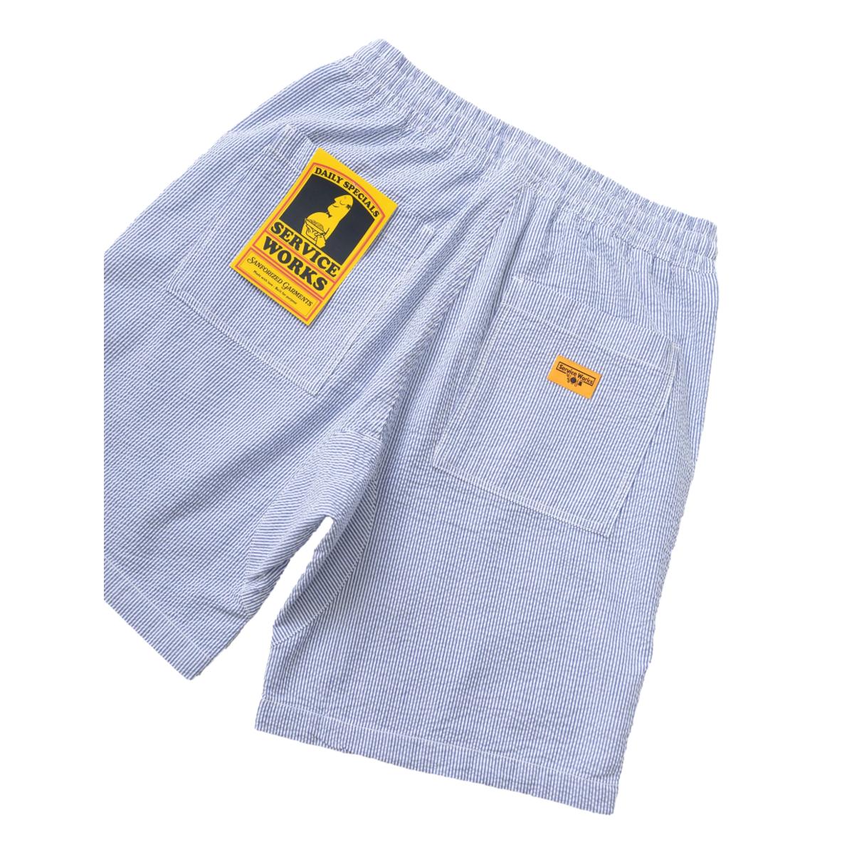 Seersucker Chef Shorts Navy Stripe - Fatigue Shorts