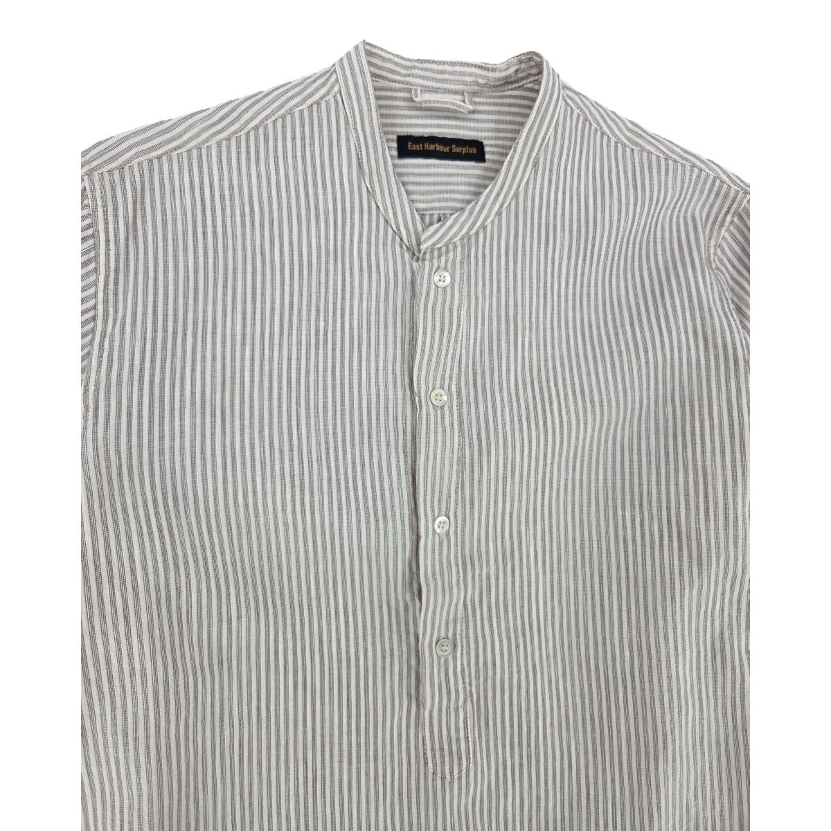 Seul Band Collar Striped Shirt - Shirt