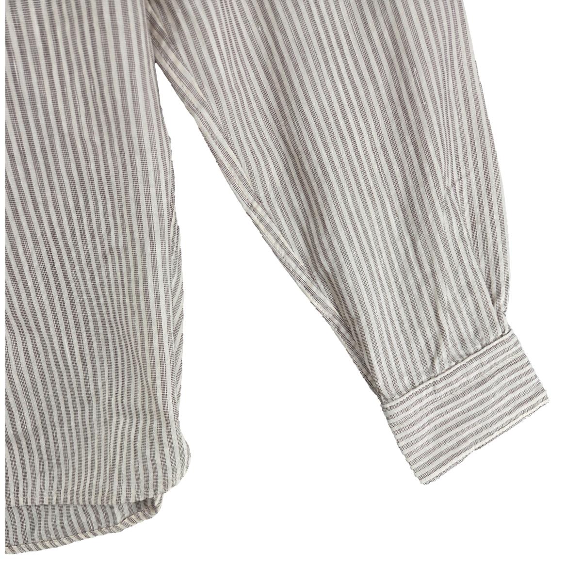 Seul Band Collar Striped Shirt - Shirt
