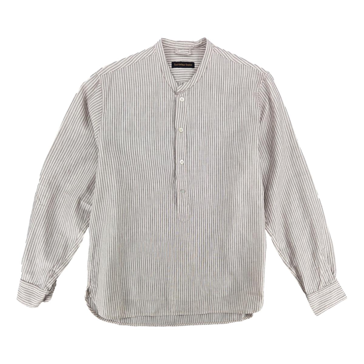 Seul Band Collar Striped Shirt - Shirt