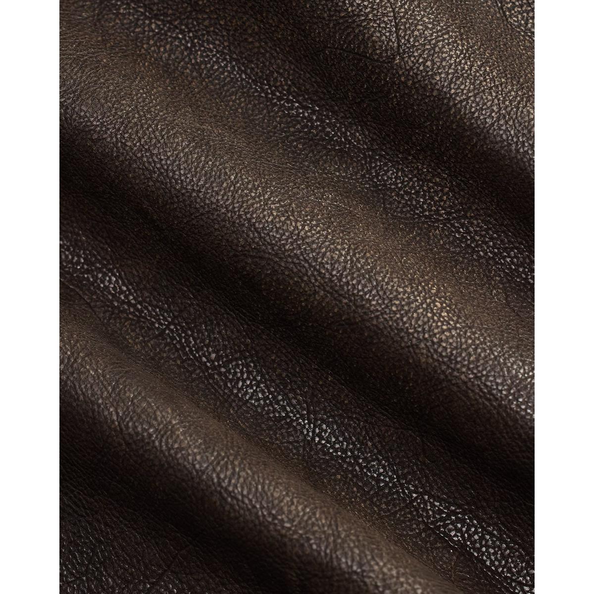 Shearling-Collar Leather Flight Jacket Vintage Brown