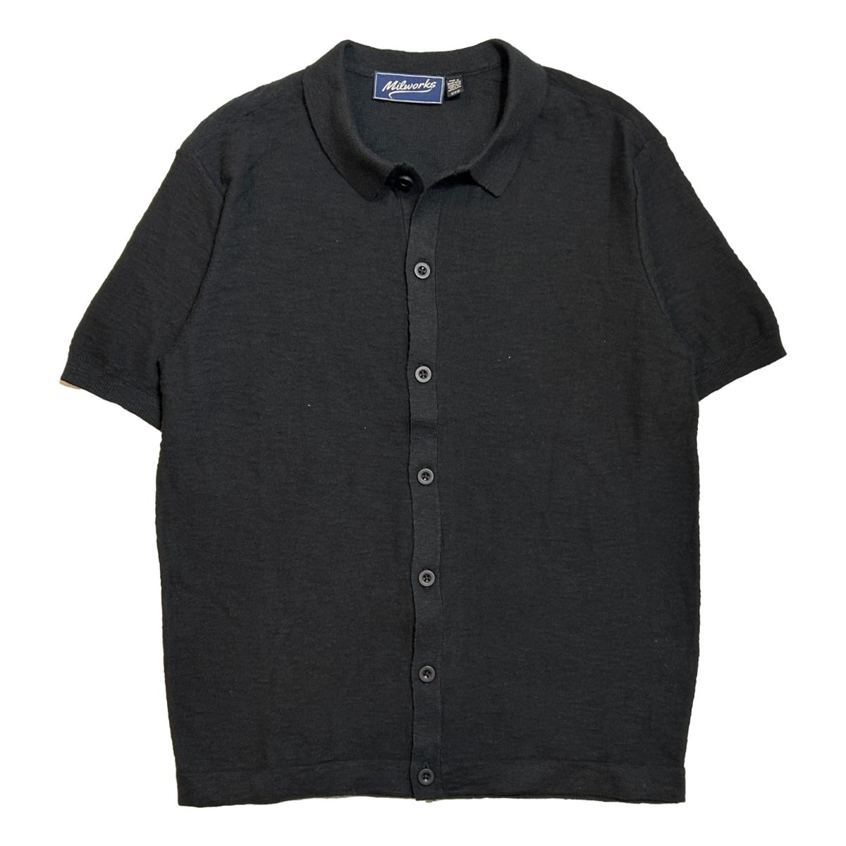 Short Sleeve Button Front Sweater Black - Sweater