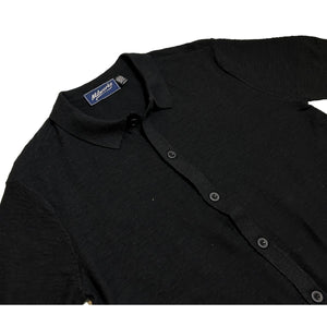 Short Sleeve Button Front Sweater Black - Sweater