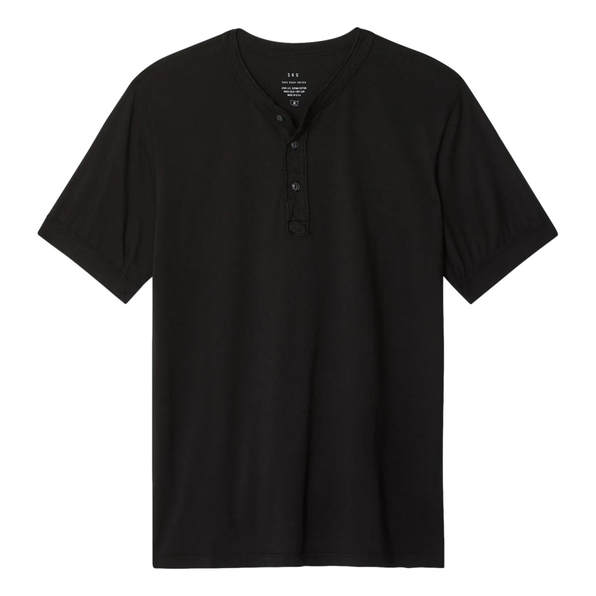 Short Sleeve Supima Henley Black - T Shirt