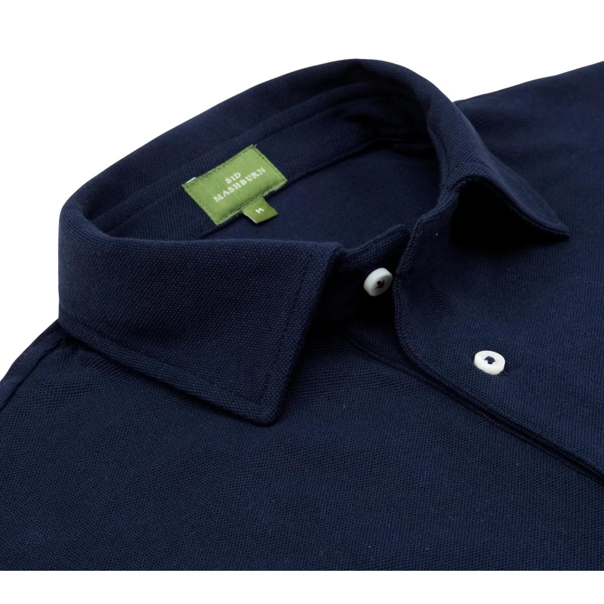 Short-Sleeved Polo Navy Pima Pique - polo