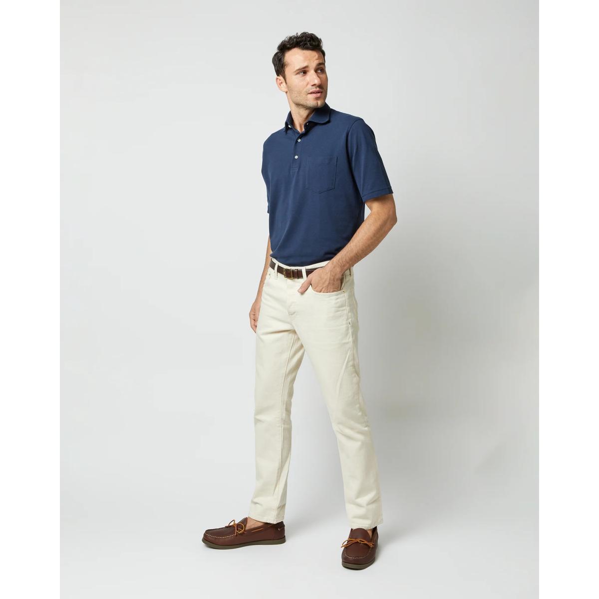 Short-Sleeved Polo Navy Pima Pique - polo