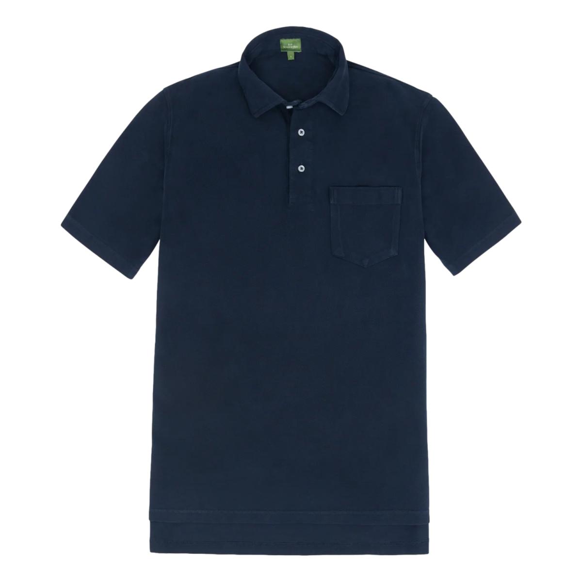 Short-Sleeved Polo Navy Pima Pique - polo