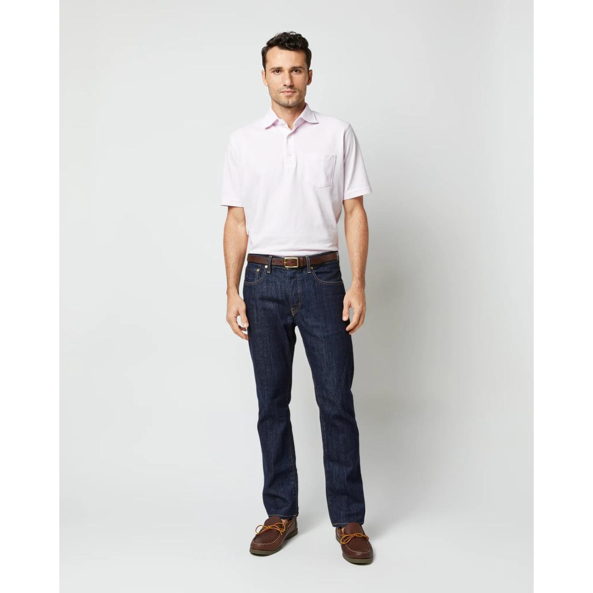 Short-Sleeved Polo Pale Pink Pima Pique - polo