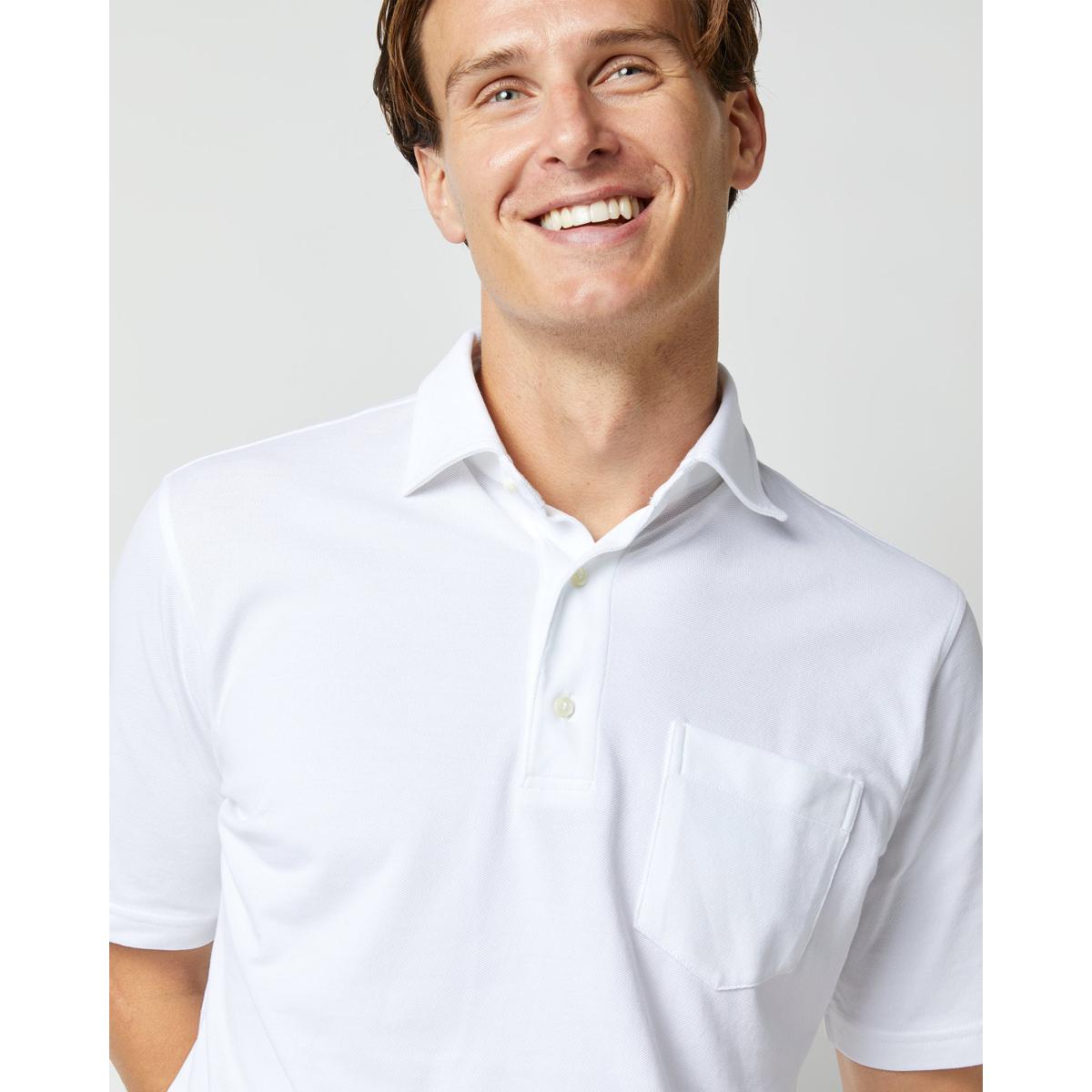 Short-Sleeved Polo White Pima Pique - polo