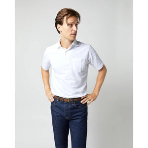 Short-Sleeved Polo White Pima Pique - polo