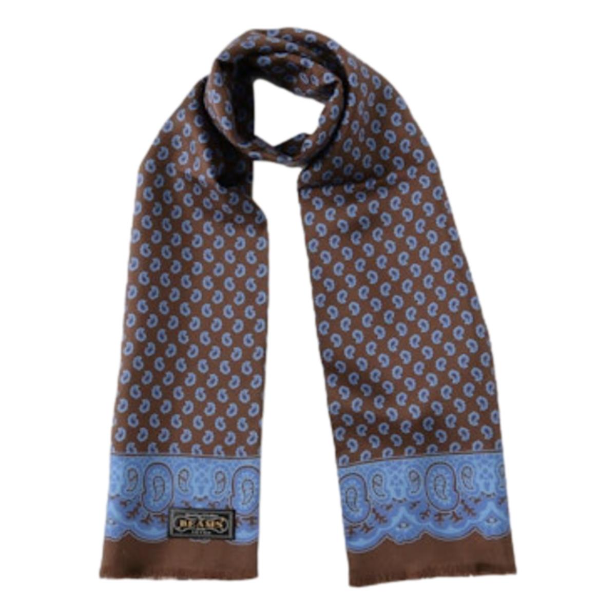 Silk Scarf Geometric Print Brown - Scarf