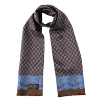Silk Scarf Geometric Print Brown - Scarf