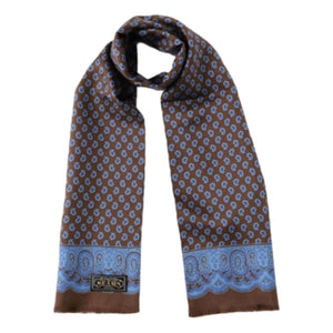 Silk Scarf Geometric Print Brown - Scarf