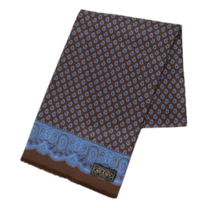 Silk Scarf Geometric Print Brown - Scarf