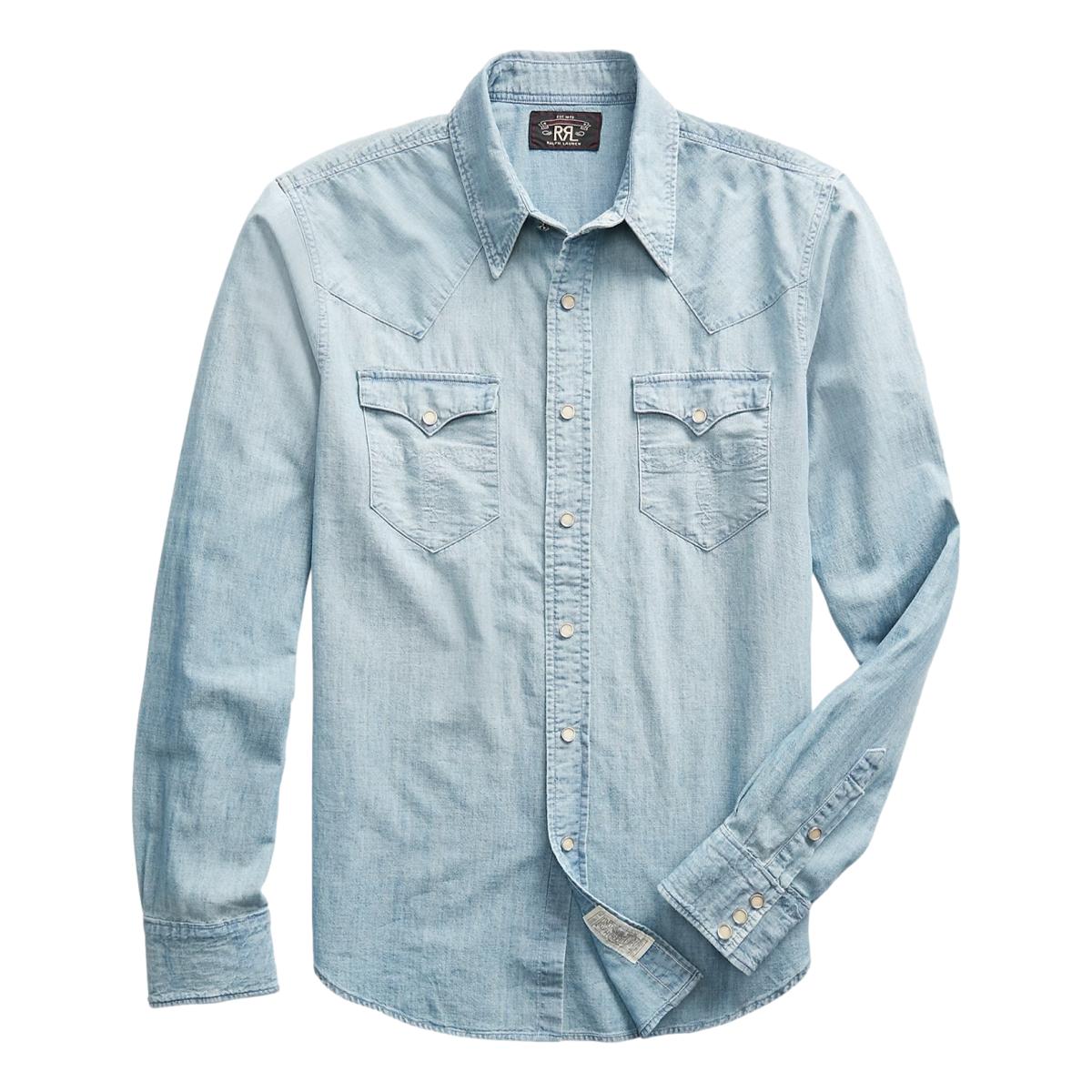 Slim Fit Chambray Western Shirt Davey Wash - Shirt