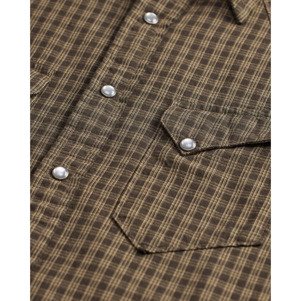 Slim Fit Checked Western Shirt Brown Tan - Shirt